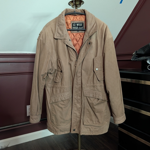 U2 Wear Me Out Men's Brown Leather Wool Lined Zip-up Moto Jacket Sz 40
